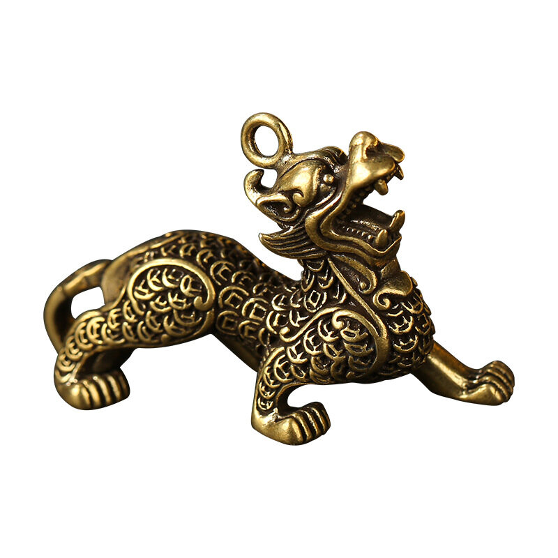 Mặt Dây Chuyền Đồng Thau Kylin Đúc Tốt Mặt Dây Chuyền Bằng Đồng Móc Chìa Khóa May Mắn Làm Bằng Tay Mặt Dây Chuyền Trang Trí Bàn Cà Phê Cổ Điển Đồng Thau Quyến Rũ Vòng Chìa Khóa Trang Trí Trẻ Em Quà Tặng