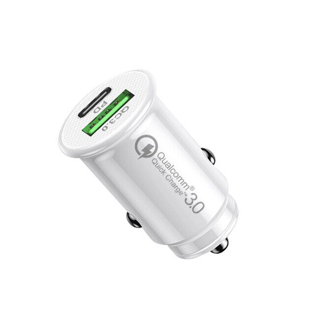 Sạc Xe Hơi Mini Cổng USB 2A 20W Sạc Nhanh 4.0 3.0 QC4.0 QC3.0 Type C PD Sạc Xe Hơi Nhanh Cho iPhone Xiaomi