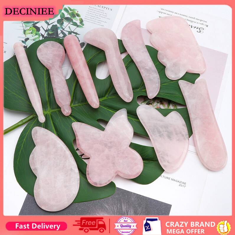 1 Bộ/10 Cái Dụng Cụ Mát Xa Đá Ngọc Bích Thạch Anh Hoa Hồng Tự Nhiên, Ván Cạo Ngọc Bích Huyệt Tấm SPA Trị Liệu Dành Cho Cơ Thể Chân Mắt Mặt