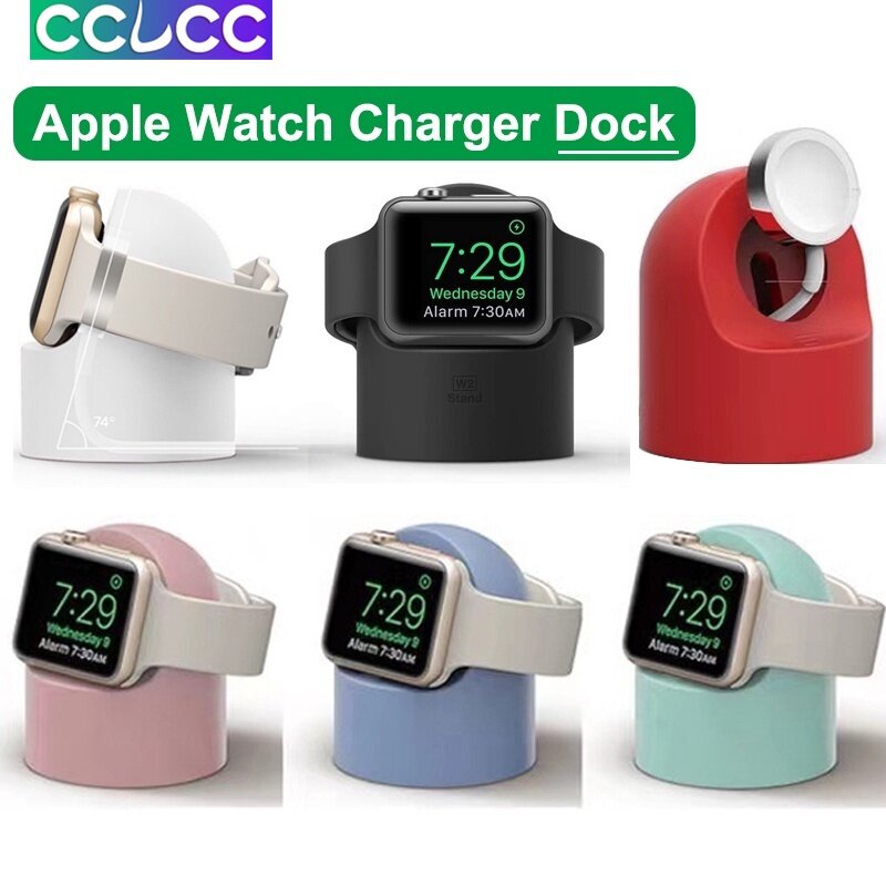 CCLCC Đế Sạc Silicon Cho Apple Watch Series 8 7 6 5 4 3 2 SE Giá Đỡ Đồng Hồ Thông Minh Đế Sạc Ban Đêm Giá Đỡ Để Bàn