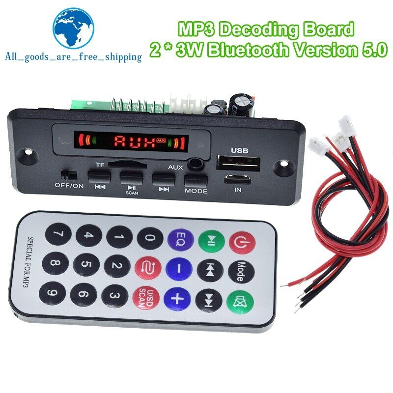 Bảng mạch giải mã máy nghe nhạc mp3 bluetooth 5.0 bộ khuếch đại 5v-32v 6w mô-đun đài fm xe hơi hỗ trợ máy ghi âm fm tf usb aux