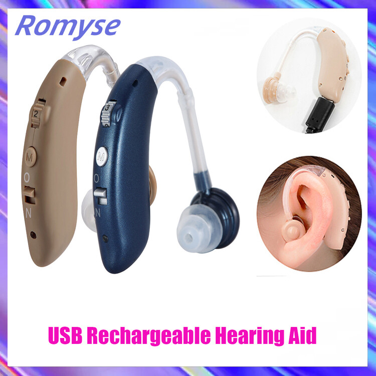 Romyse 1 bộ máy trợ thính sạc USB cho tai trái và phải dụng cụ bảo vệ tai loa điếc đa năng