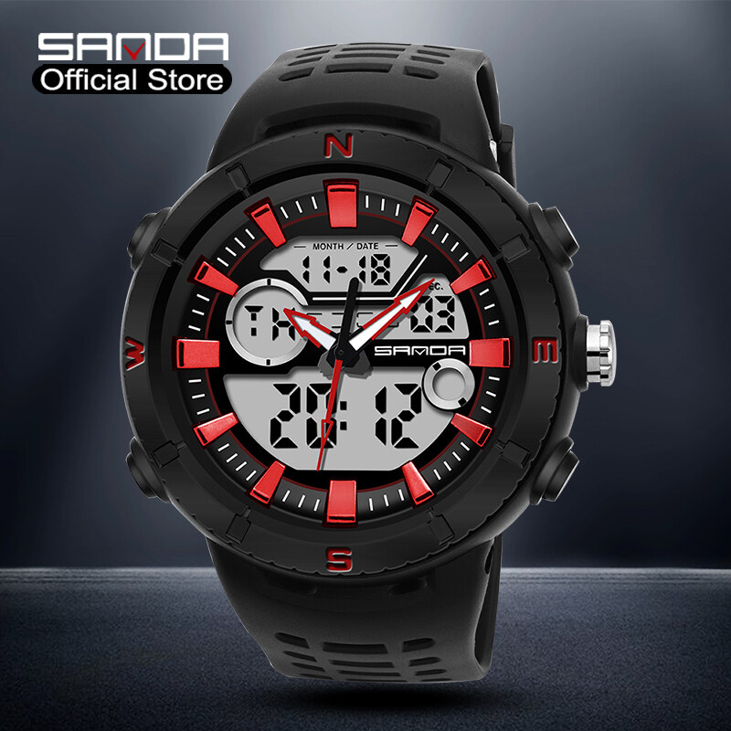 Đồng Hồ Nam SANDA, Đồng Hồ Nam Mới Màn Hình Kép LED Kỹ Thuật Số Chính Hãng Đa Chức Năng Có Chức Năng Bấm Giờ Thời Trang Đồng Hồ Nam Sang Trọng Không Thấm Nước
