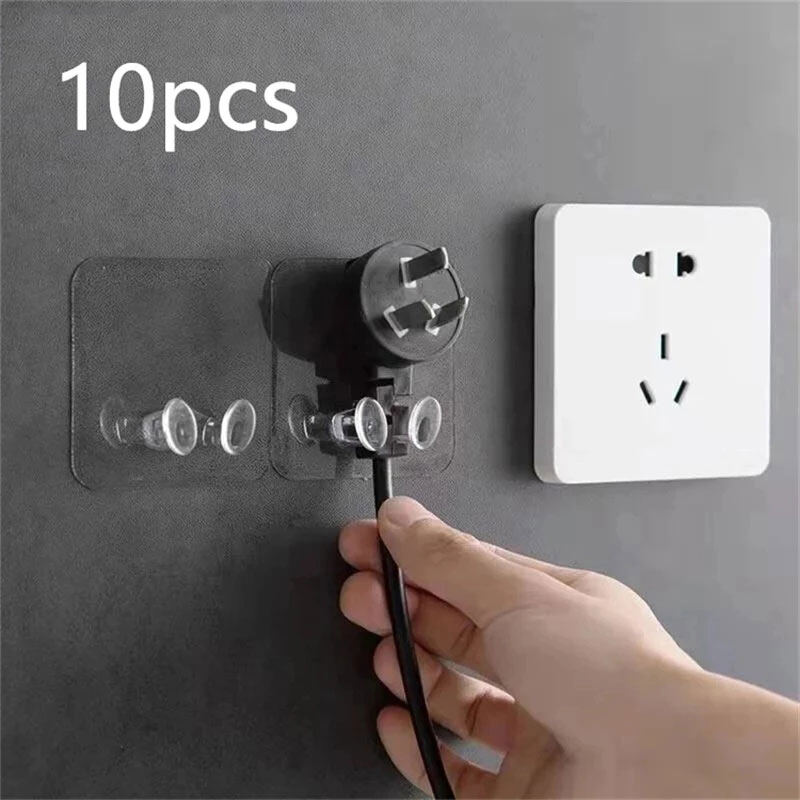 10 cái móc giữ ổ cắm móc treo phích cắm điện đồ dùng phụ kiện nhà bếp đồ sắp xếp phòng tắm tự dính treo tường