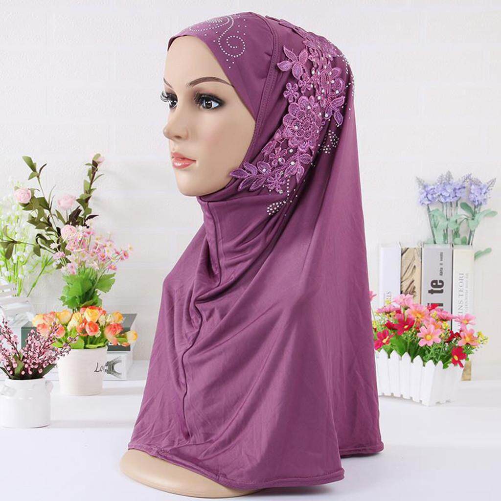 Malloystore Hijab Double LOOP SLIP บนผ้าพันคอดึง Crepe สะดวกผ้าคลุมผ้าโพกหัวไม่มีแบรนด์