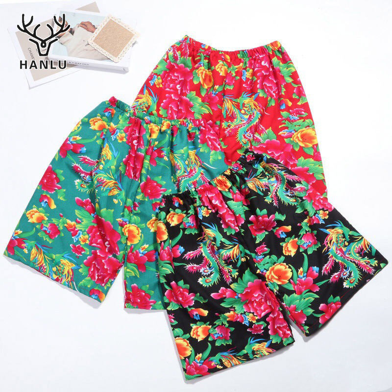 Hanlu quần hoa đặc trưng giải trí ngày lễ quần soóc đi biển thường ngày dáng rộng quần soóc toàn bộ dân tộc