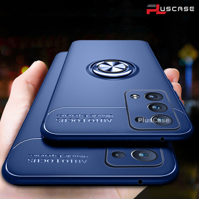 PlusCase cho OPPO Reno6 Pro 5G Metal Ring Stand Case silicon mềm chống va đập Vỏ lưng mỏng mờ