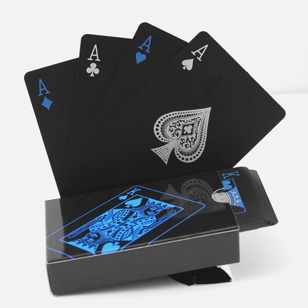 Bộ 54 lá bài poker bằng nhựa pvc, thẻ chơi bài poker ma thuật quà tặng sáng tạo chống nước màu đen