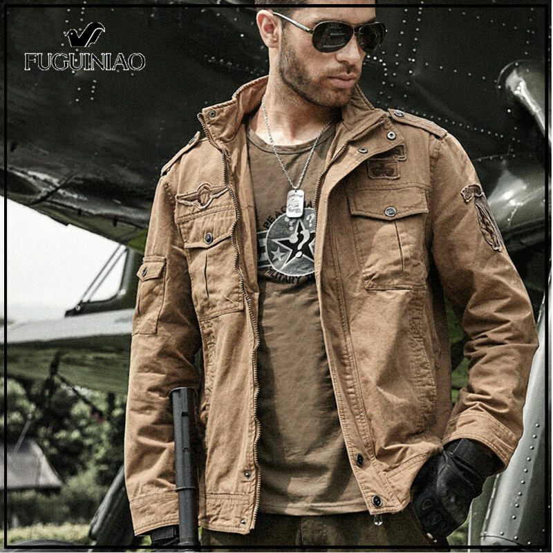 Fuguiniao Áo Khoác Quân Đội Dáng Ôm Cho Nam 2021, Áo Khoác Blazer Cổ Đứng Vải Bông Đã Giặt Mùa Đông Windproof Áo Khoác Ngoài Áo Khoác Ngoài Thường Ngày