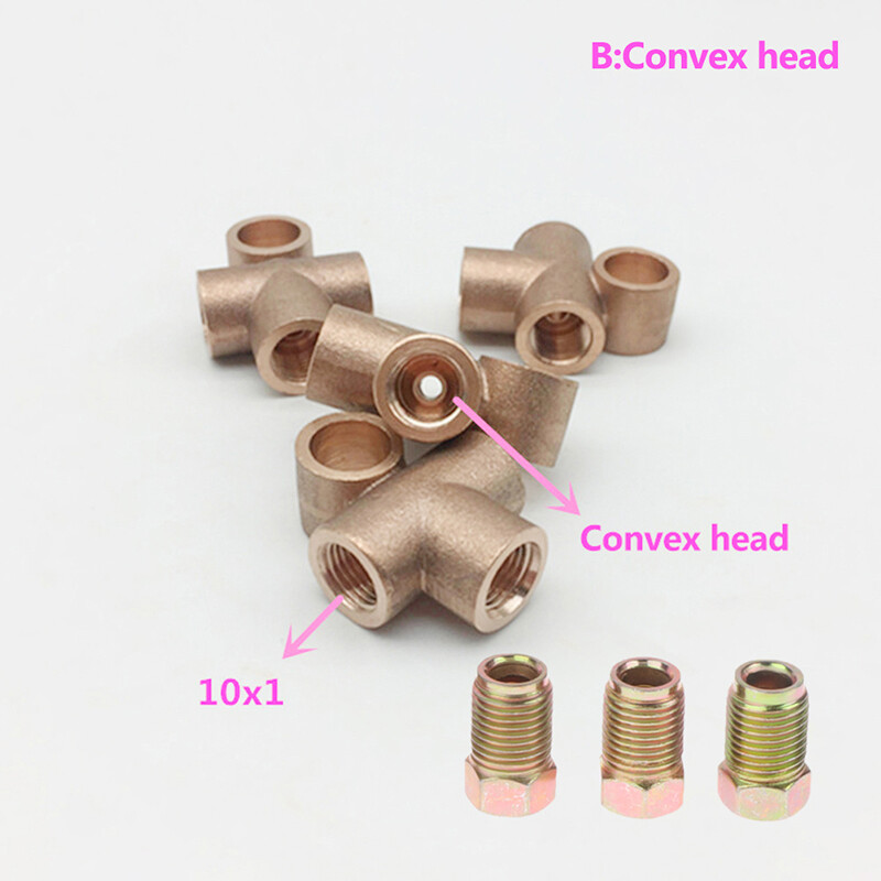 🚀AM 1 bộ 3 cách phanh t mảnh TEE với 3 nam Nuts Long Union phanh ống phụ kiện
