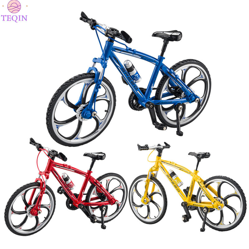 TEQIN IN stock 1:8 Simulation Mountain Bike Flat Head Alloy Sliding Steering Bicycle Model Ornaments For Collection Home Decoration