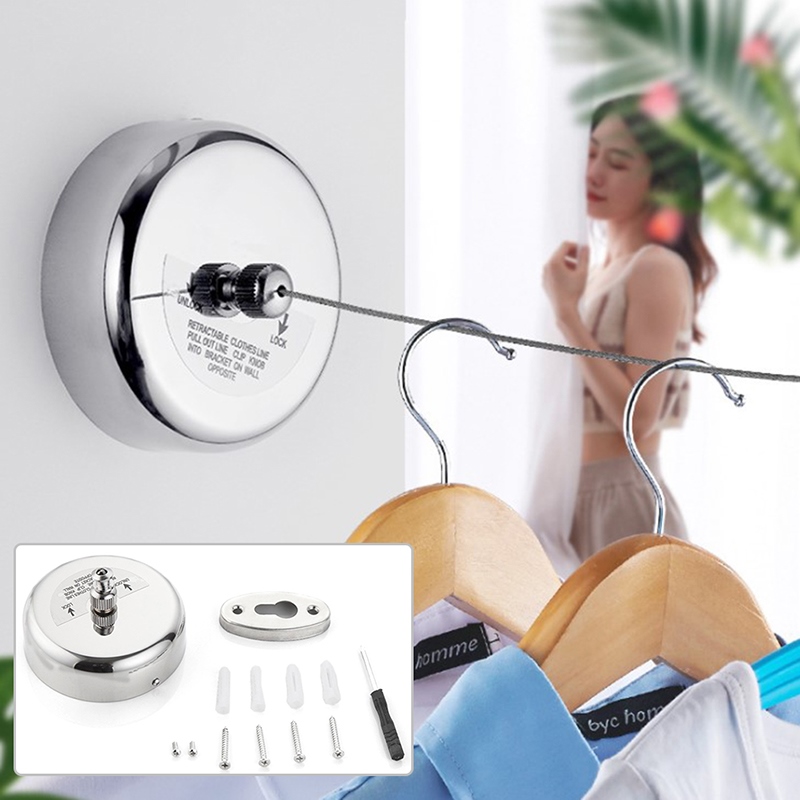 【NEW TOOT】♈∏✥ 3M Portable Stainless Steel Retractable Clothesline Indoor Outdoor Laundry Hanger Clothes Drying Rack Rope clothes line ราคา  725 บาท*ส่งฟรี