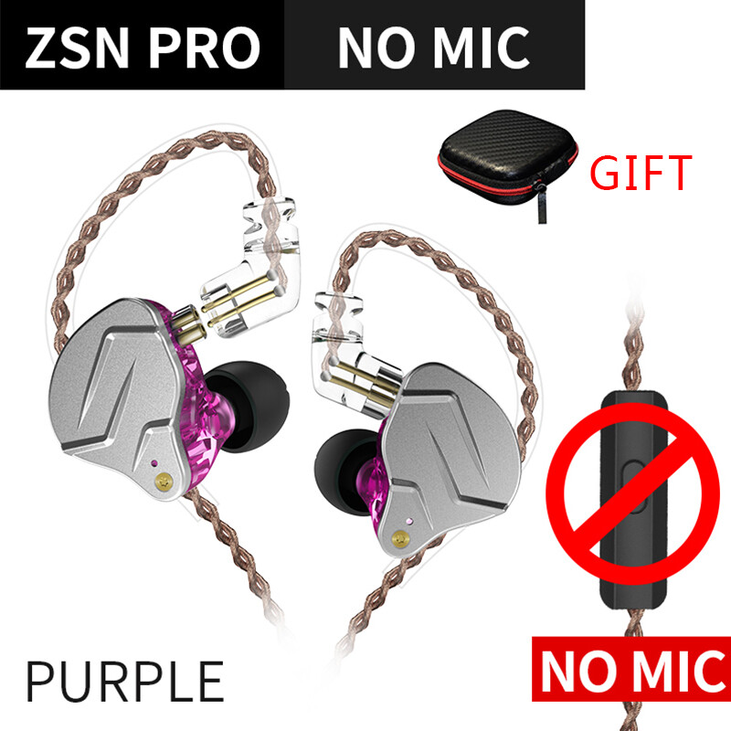 Tai nghe nhét tai KZ zsn Pro 1ba + 1dd, tai nghe trong tai thể thao bằng kim loại, chống ồn, có mic hoặc không kèm mic