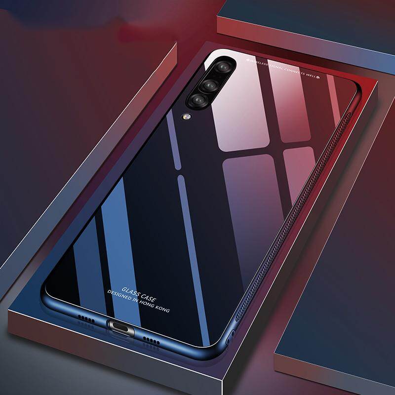 【Lazashow】Ốp Lưng Điện Thoại Kính chịu lực TPU Tráng Gương Dành cho Samsung Galaxy A7(2018)