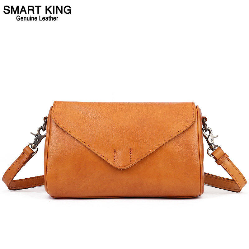 Smart King New Retro Crossbody Bags for Women Genuine Cow Leather Simple Girl Shoulder Bags Large Capacity Phone Bag Coin Purse ราคา 1,477 บาท*ส่งฟรี