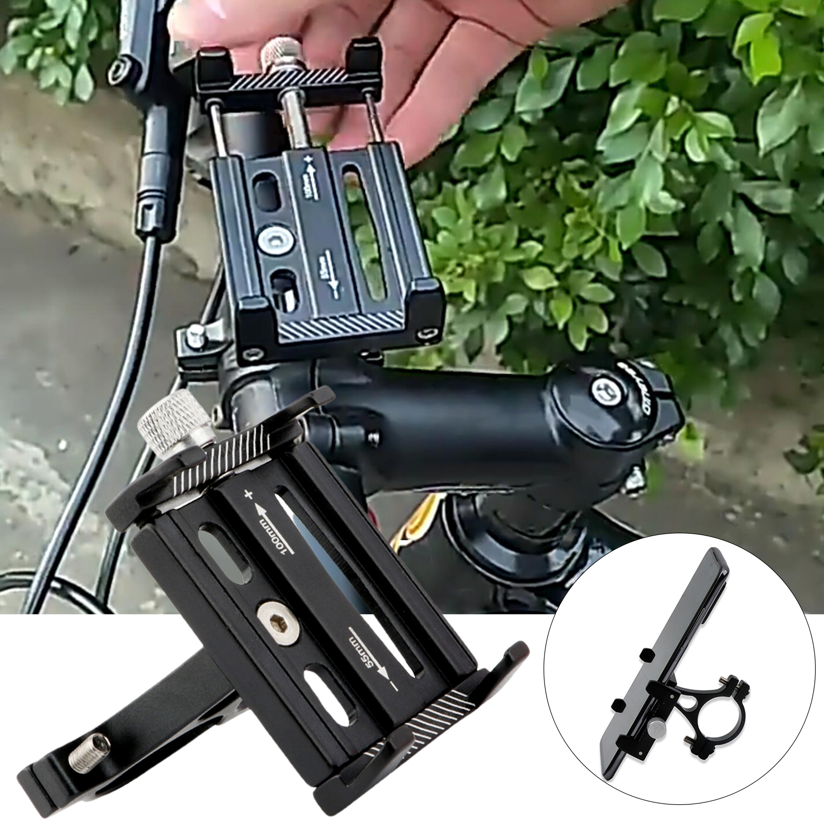 Bike Phone Mount Telescopic Bracket Mechanical Locking Aluminum Alloy Anti Corrosion Bike Phone Holder for Bicycle Premium Bike Navigation