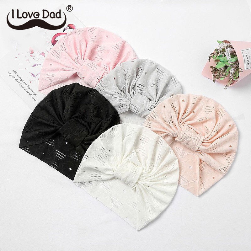 Mũ nơ hoa đáng yêu cho em bé mũ turban mềm mại thoáng khí khăn trùm đầu cho bé gái sơ sinh phụ kiện tóc nơ