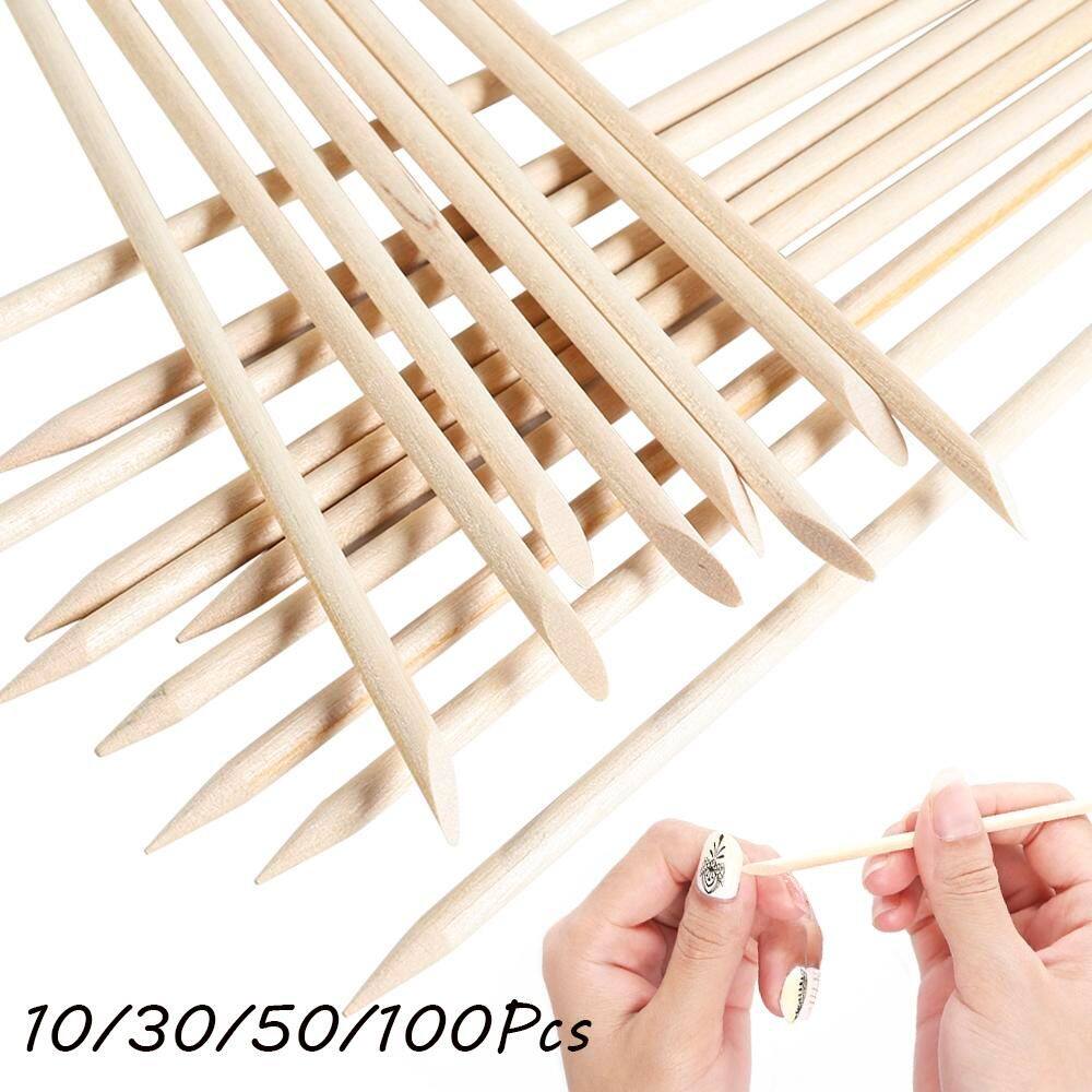 Okdeals 10/30/50/100 cái dụng cụ làm móng dụng cụ loại bỏ tẩy da chết móng tay móng chân dụng cụ lấy lớp biểu bì móng tay gậy gỗ cam hai đầu dụng cụ đẩy móng chân