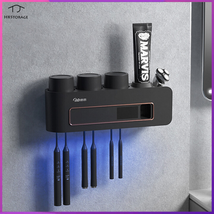 HKStorage Ultraviolet Sterilization Intelligent Toothbrush D-isinfector Perforation-free Electric Wall Mounted Tooth Cup Holder Drying ราคา 1,306 บาท*ส่งฟรี