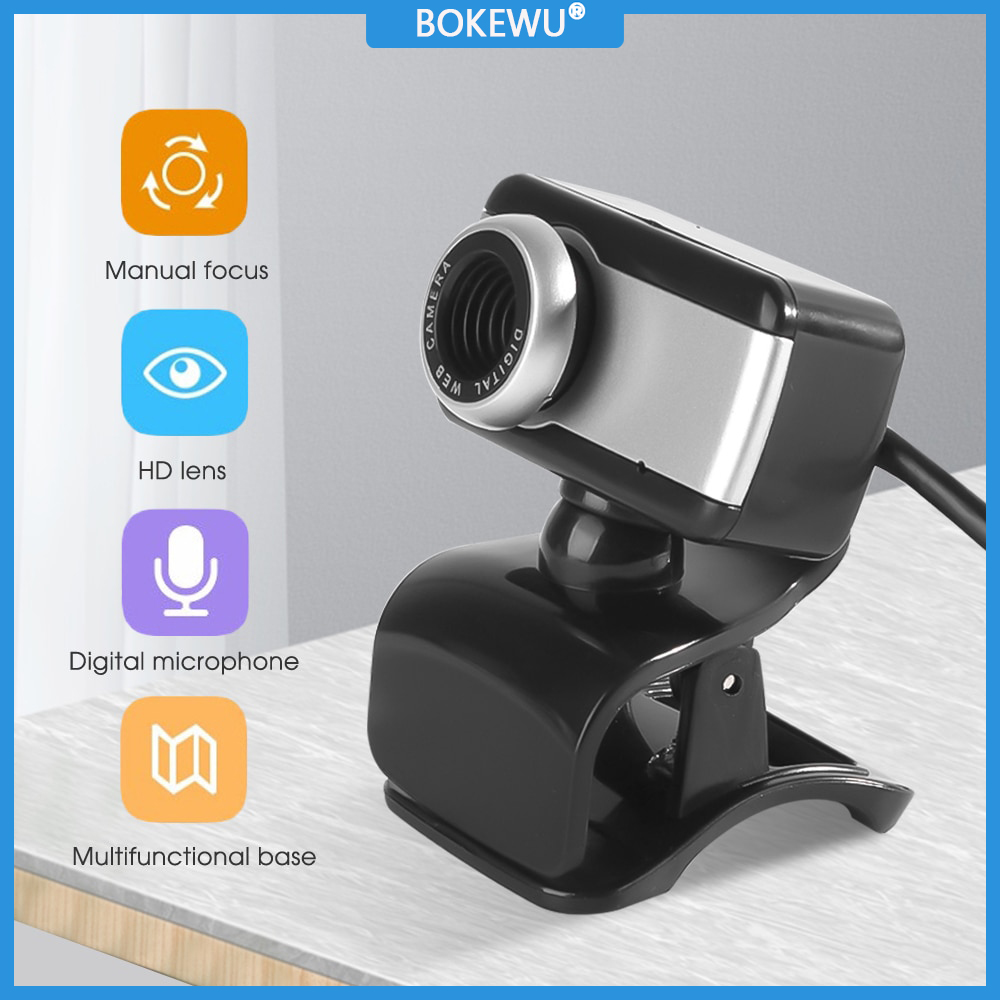 BOKEWU Digital USB Webcam HD Web Camera With MIC Clip-on Webcam for PC Laptop Notebook Skype Computer Webcams
