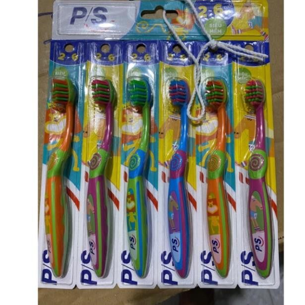 [HCM]Bàn chải đánh răng P/S siêu mềm cho trẻ từ 7- 11 tuổi/2-6 tuổi ( 1 vỉ 6 cây )