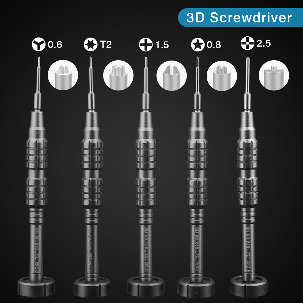 DIYFIX Tua Vít 3D Độ Chính Xác Cao 618 Y 0.6 T2 PH 1.5 Lầu Năm Góc 0.8 M 2.5 Cho iPhone 8X11 12 Pro Max Điện Thoại Di Động Android Huawei Xiaomi Samsung Loại Bỏ Kem Nắp Lưng Cáp Bo Mạch Chủ V. V.