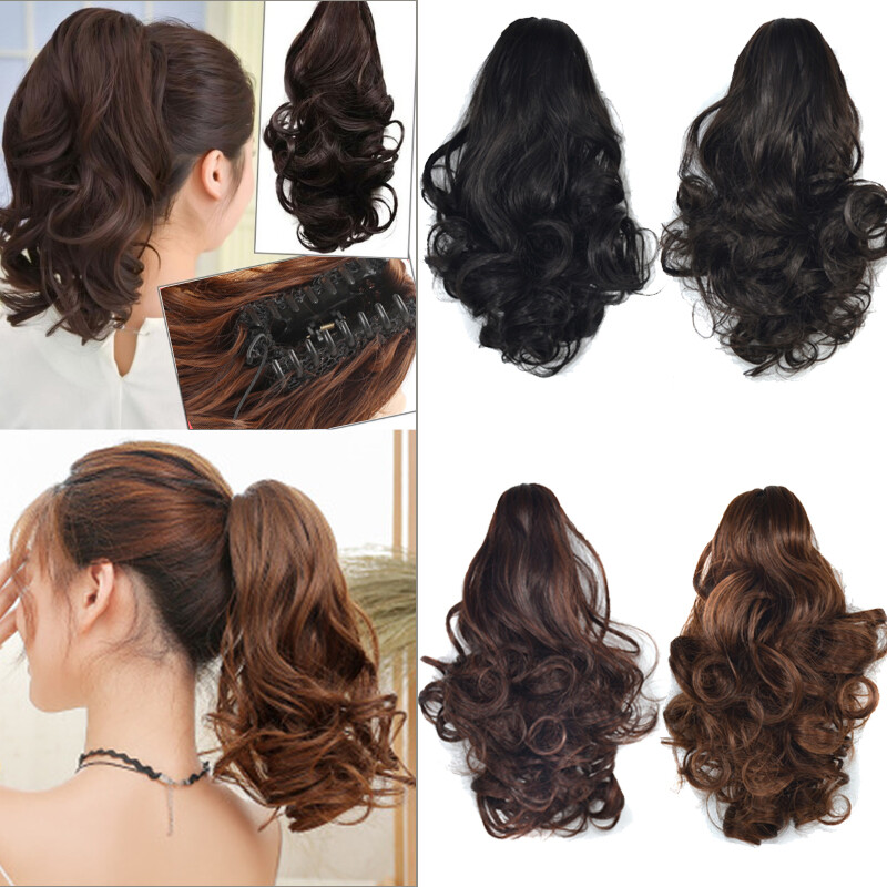 Tóc xoăn ngắn Nối đuôi ngựa Tóc buộc đuôi ngựa 10 inch Kẹp sóng chịu nhiệt Tóc giả buộc đuôi ngựa tổng hợp