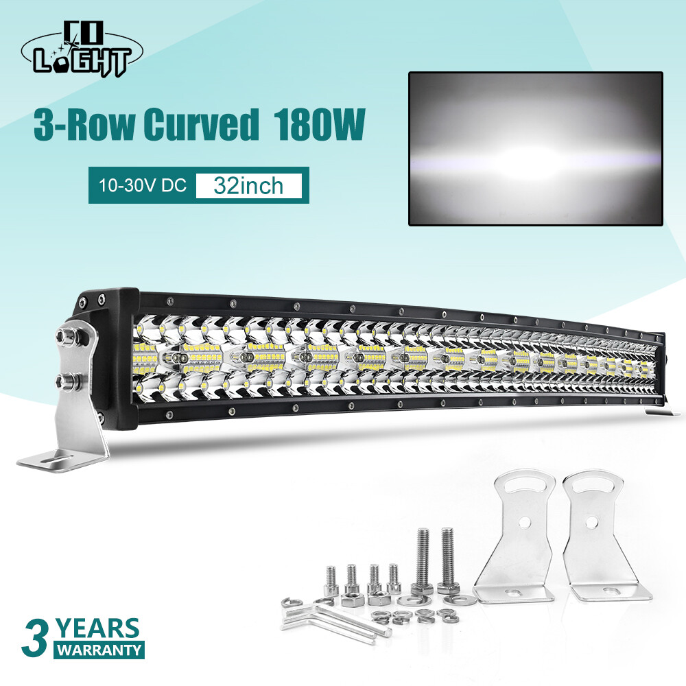Thanh Đèn LED Cong 3 Hàng 32Inch 1800W Chiếu Điểm Xe Tải Offroad VS 30 34 36