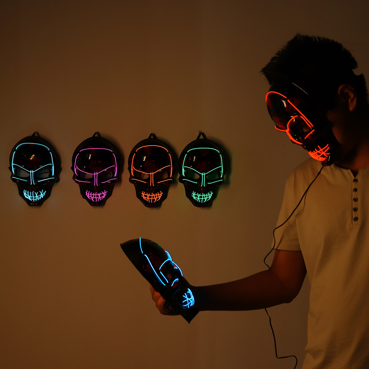 Generic Skeleton False Front EL Wire Light Up Skull False Front For