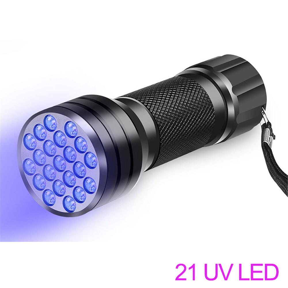 Dm đèn pin uv 12 led/21 led, đèn pin led uv 395-400nm đèn tia cực tím