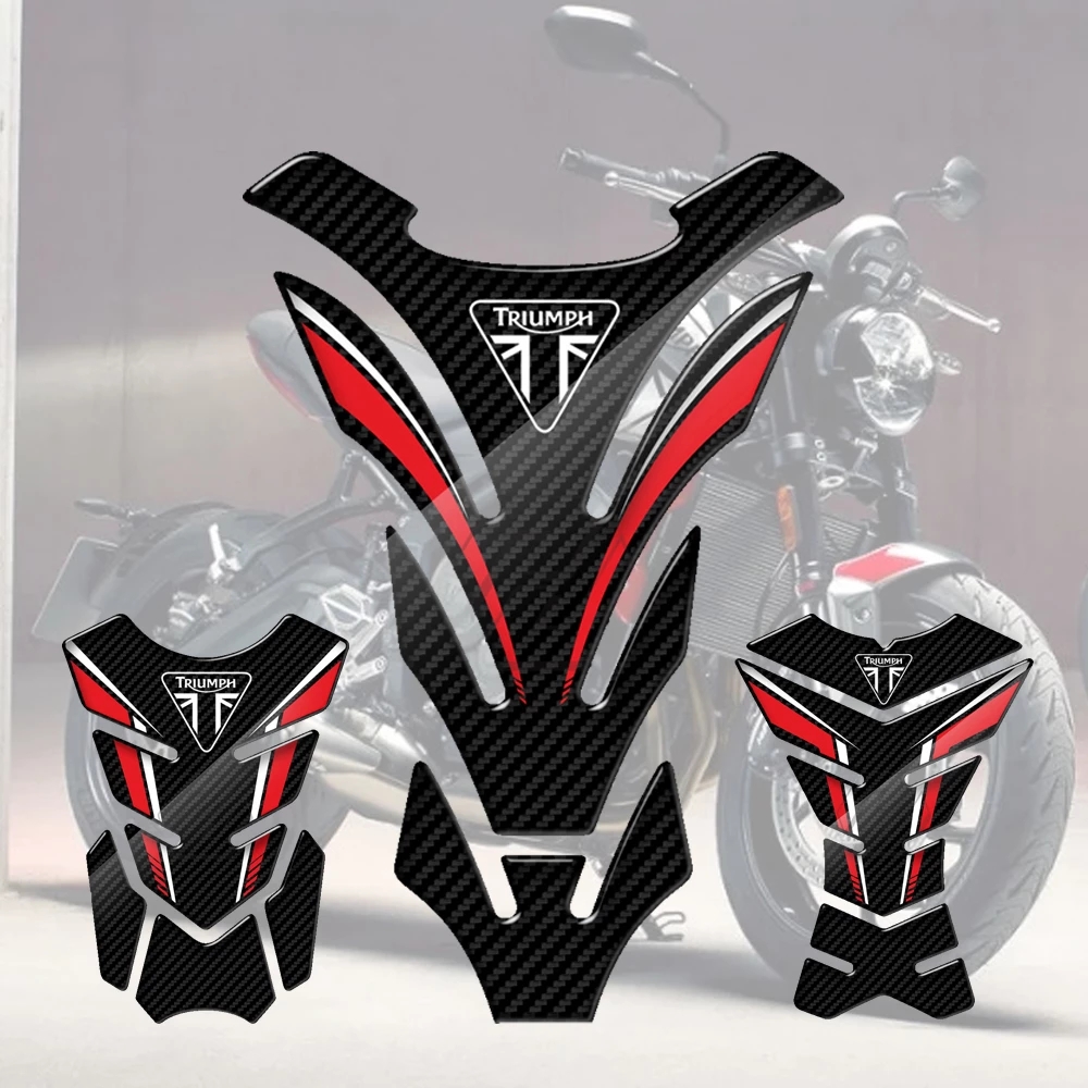 Miếng dán bảo vệ bình xăng xe máy hình carbon ba tốc độ 3d cho trident 660 675 765 tiger 800 900