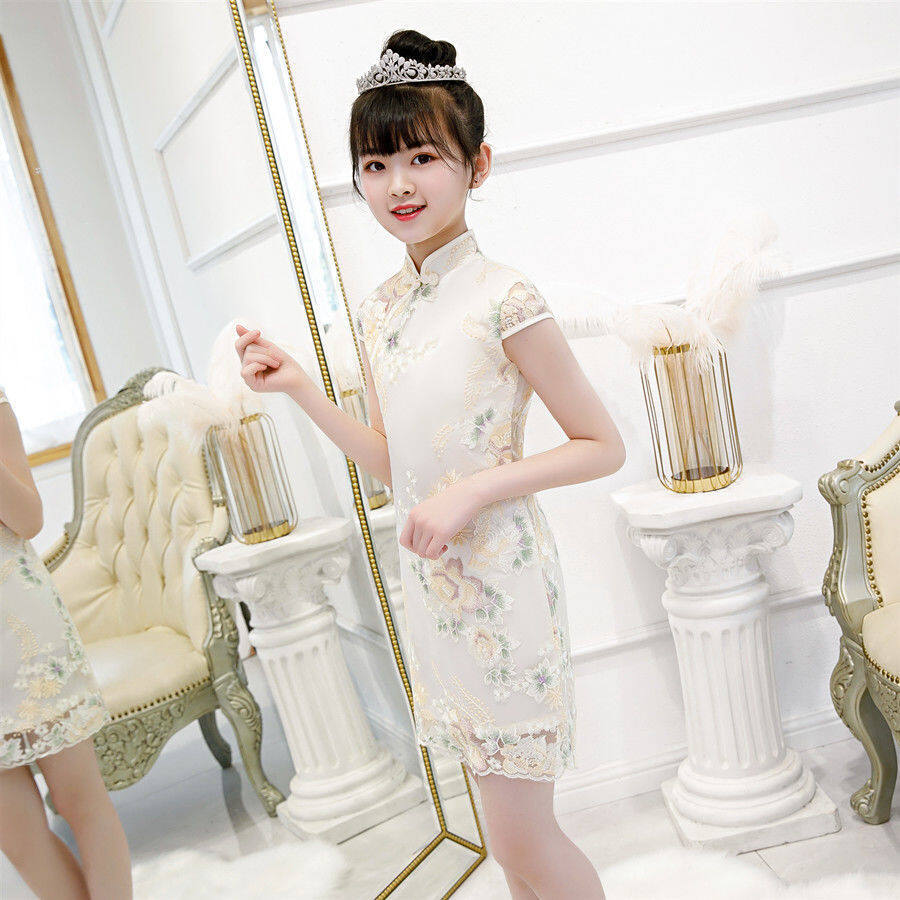 Girls cheongsam dress summer dress children's dress 2021 New Princess dress fashionable skirt girl Han Chinese clothing