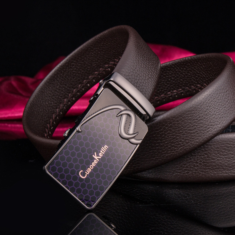 [new tide]CuaoeeCKetlln Men's Leather nd Comfort Click Belt Physical Store Leather Belt First Layer Cowhide Pant Belt