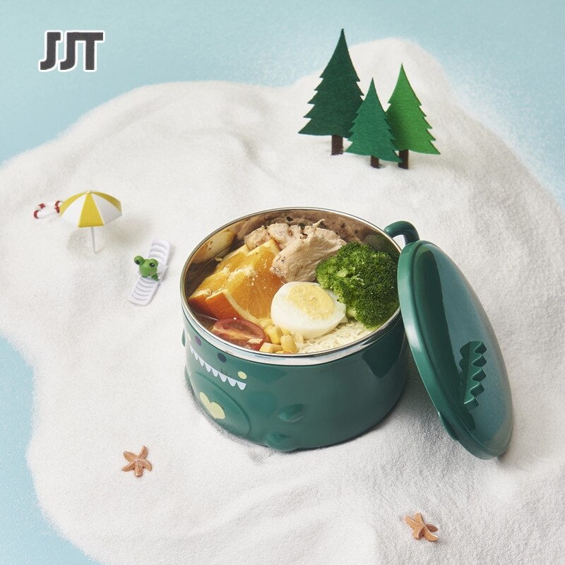 JJT hộp cơm hộp cơm đẹp hộp cơm trẻ em ấm thực phẩm hộp cơm inox thép không gỉ 304 học sinh dễ thương một bát mì ăn liền Có nắp công suất cao hai tầng ngăn ngừa bỏng cầm tay hộp cơm trưa