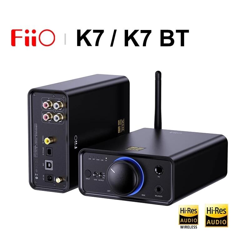 Fiio k7 / k7 bt cân bằng hifi tai nghe dac khuếch đại ak4493s * 2 xmos xu208 pcm384khz dsd256 usb/quang/đồng trục/đầu vào rca