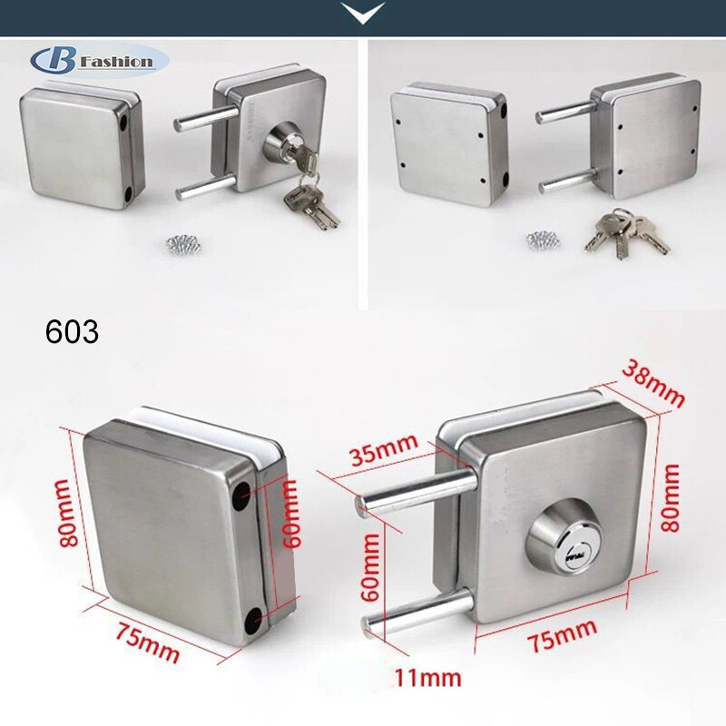 B-F Khóa Cửa Kính 10-12Mm Bằng Thép Không Gỉ, Khóa Cửa Không Khoan Hai Mặt