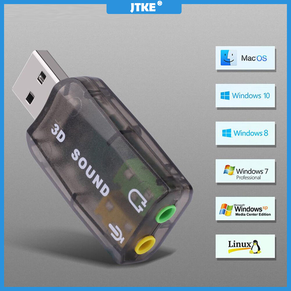 JTKE Bộ Chuyển Đổi Mic Thẻ Âm Thanh Ngoài USB 5.1 Kênh 3D Tai Nghe Âm Thanh Nổi Giắc Cắm 3.5Mm Cho Win XP/7/8 Android Linux Cho Mac OS