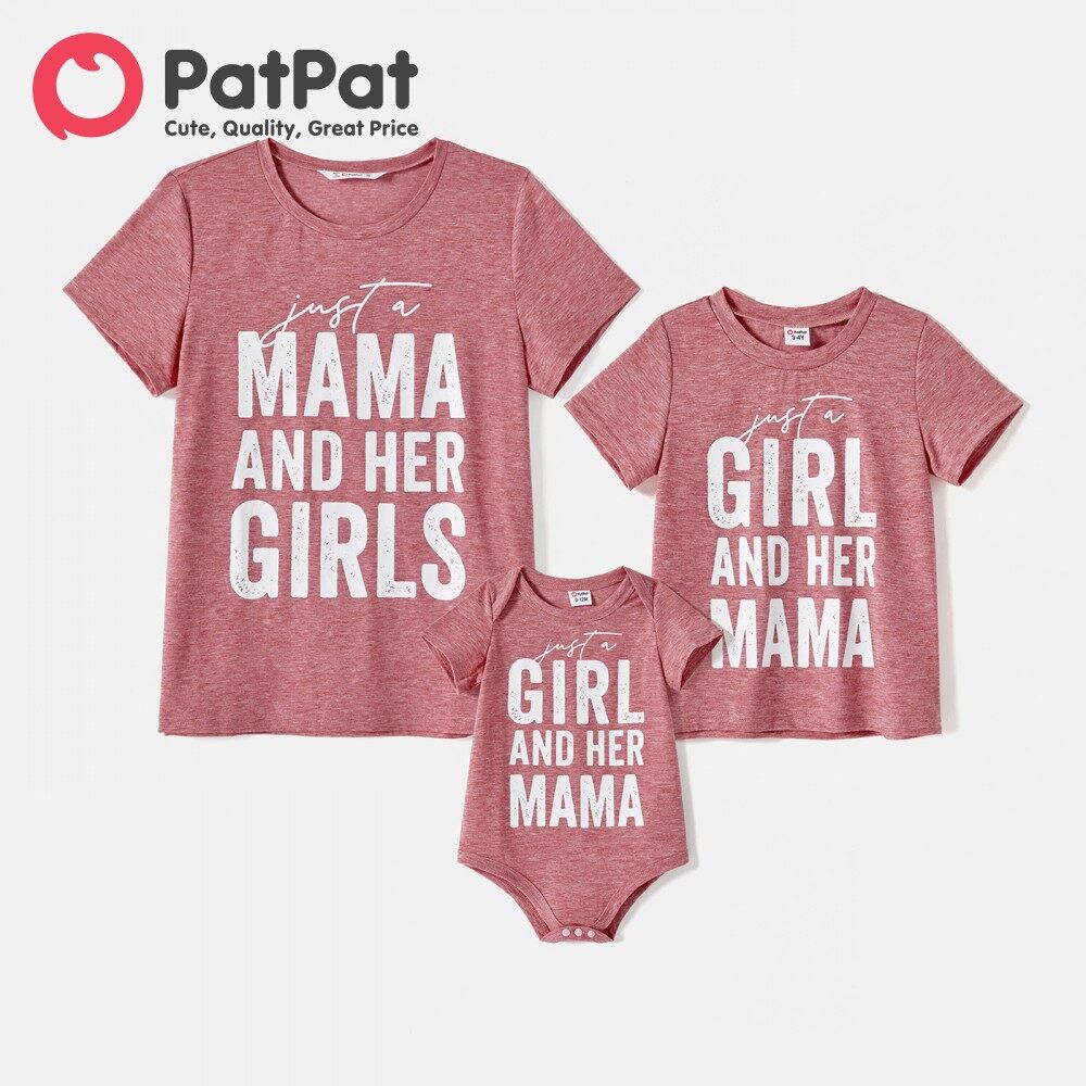 PatPat Mommy and Me Short-sleeve Letter Print Tee