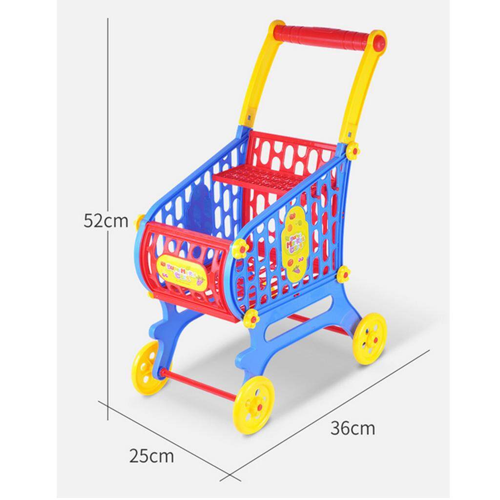 Bộ đồ chơi xe đẩy Mua sắm nhựa búp bê em bé mua sắm giỏ hàng xe đẩy đựng