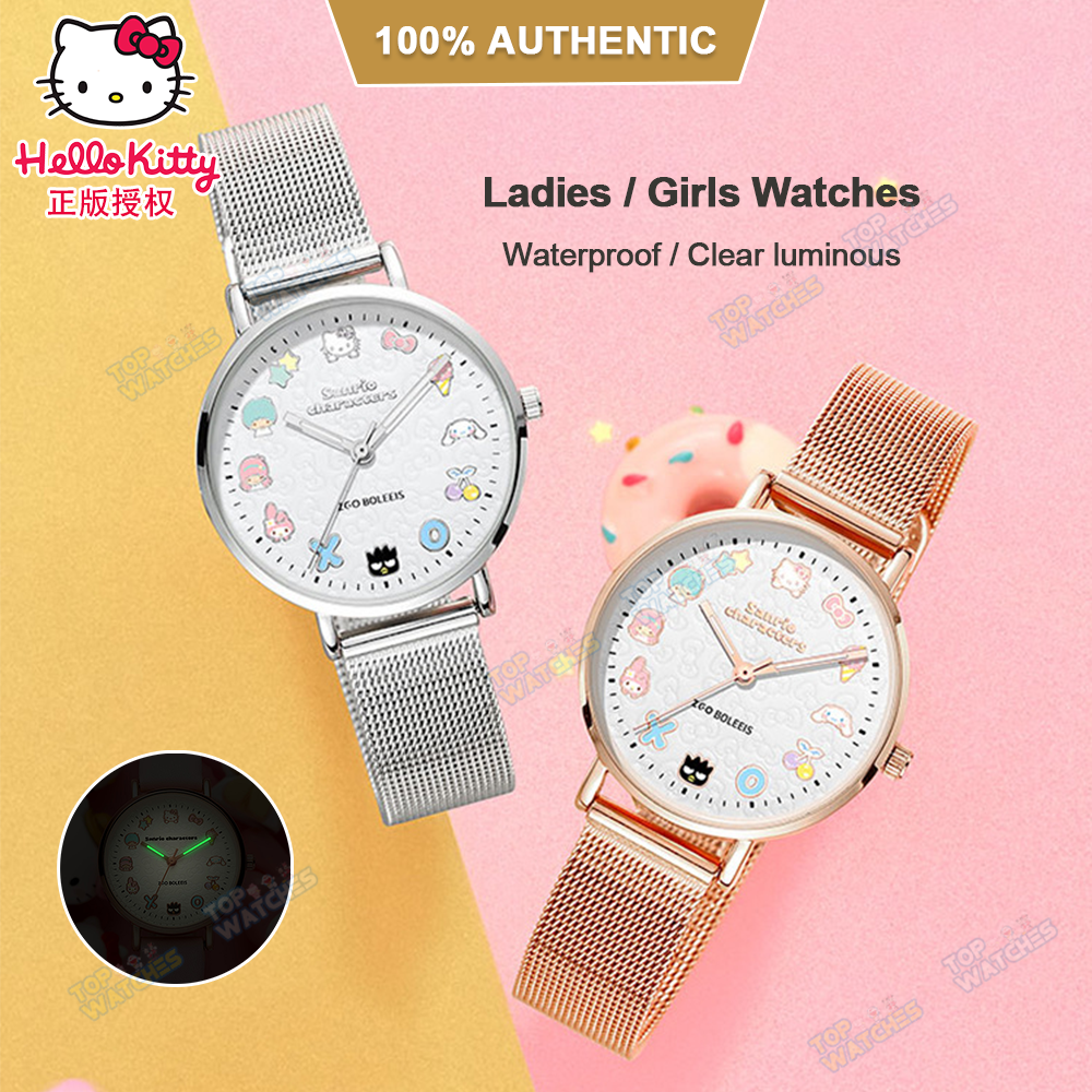 Đồng hồ hello kitty chính hãng 100% cho nữ đồng hồ chống nước cho người lớn đồng hồ thạch anh cho bé gái đồng hồ đeo tay thời trang đồng hồ nữ đồng hồ trẻ em hellokitty chống xước phát sáng trong suốt cho bé gái 2081/208