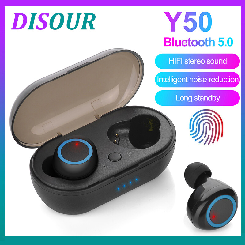 DISOUR Tai Nghe Bluetooth Y50 TWS Chính Hãng Tai Nghe Không Dây 5.0 Âm Thanh Nổi 9D Kèm Mic HD Điều Khiển Cảm Ứng Tai Nghe Thực Chống Nước Thể Thao Khử Tiếng Ồn Cho Tất Cả Điện Thoại Thông Minh Y30
