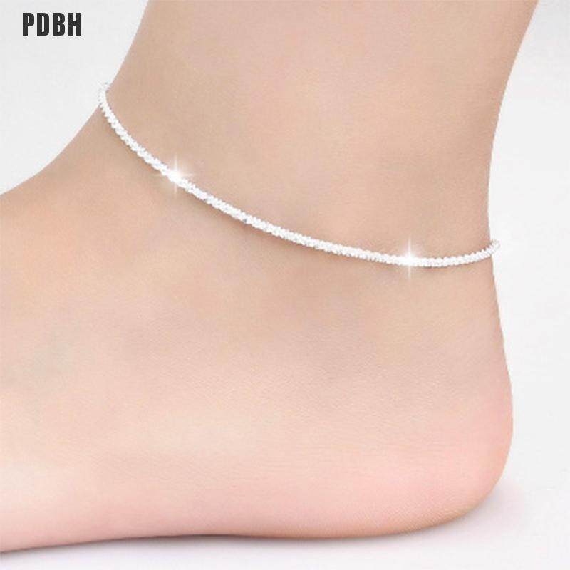 [PDBH Fashion Store] 925 Silver Plated Hemp Rope Anklet Bracelet Barefoot Sandal Beach Foot Jewelry