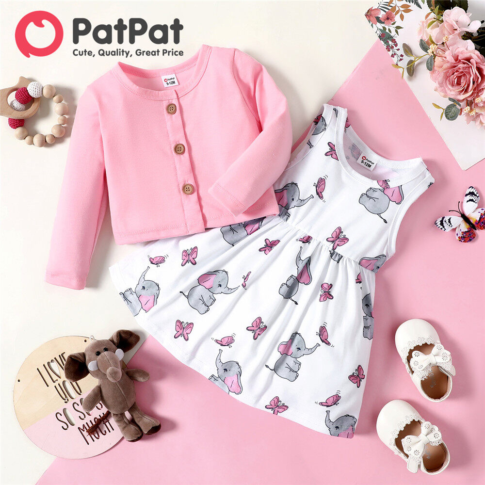 PatPat Baby Girl Clothes Set 2pcs Baby Girl Pink Long