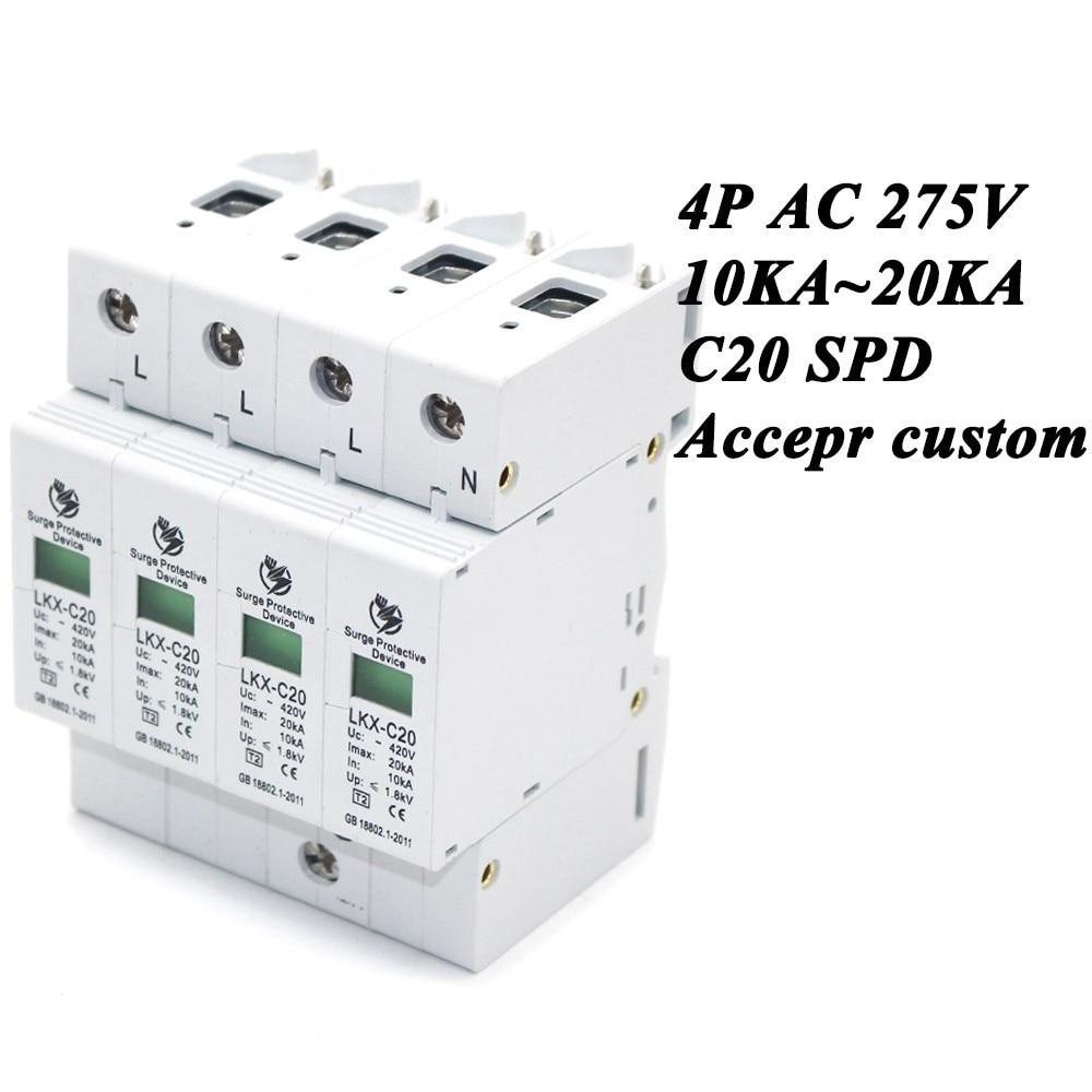 【】 shilou80410399526 thiết bị chống sét điện áp thấp bảo vệ nhà ac spd c20-4p 10ka ~ 20ka ~ 275v bán chạy thiết bị chống sét 3p + n