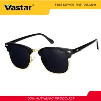 Vastar Brand Design Sunglasses for Men and Women Luxury Metal Men Sunglasses Fashion Sun Glasses Female Round Vintage Sunglases UV400 (Black Frame Dark Green Lens)