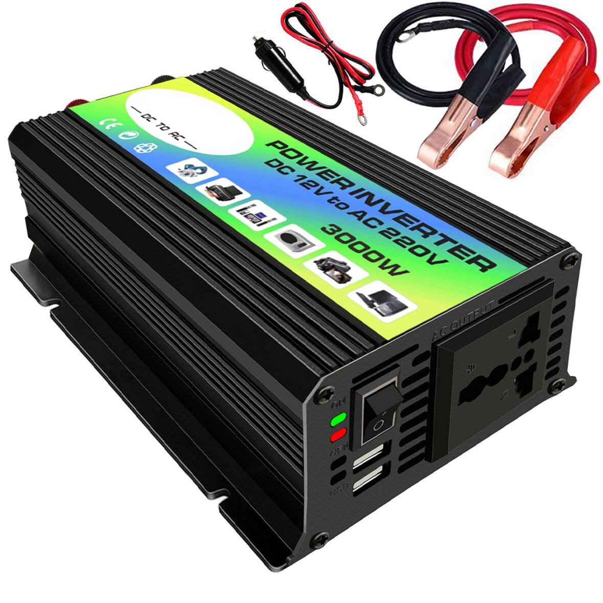 Bộ chuyển đổi biến tần nguồn xe hơi 3000w 12v sang 220v/110v bộ sạc bộ chuyển đổi bộ biến áp điện áp usb kép sóng sin biến đổi