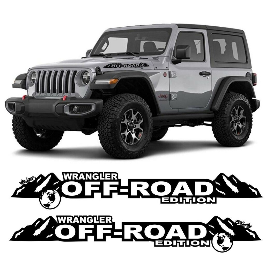 Two Wave Stickers Compatible with Jeep Wrangler JL JT JK TJ YJ CJ Decals Pair Left & Right White x2 