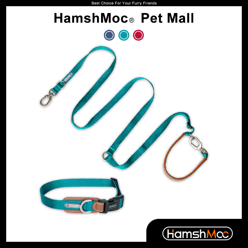 Hamshmoc bộ vòng cổ và dây xích chó mềm vòng cổ thú cưng có thể điều chỉnh với khóa an toàn chắc chắn thả nhanh cho chó nhỏ vừa lớn