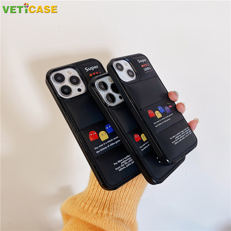 Soft Cute Game Down Jacket Phone Case With Strap for iPhone 16 15