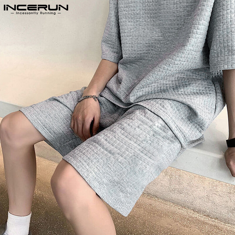 Incerun bộ đồ thể thao nam áo ngắn tay áo thun bộ đồ ngủ đồ mặc ở nhà